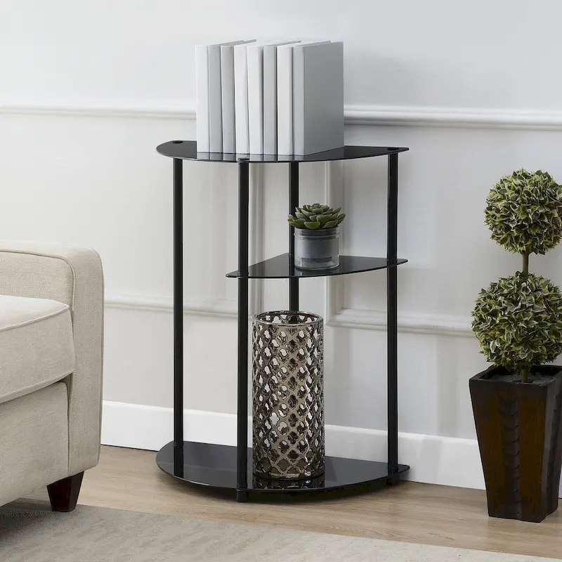 Convenience Concepts Classic Glass 3 Tier Display Entryway Hall Table