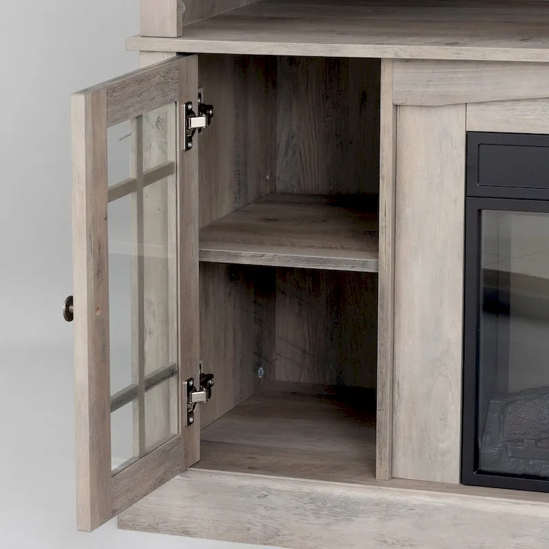 TV stand with electronic fireplace and remote control