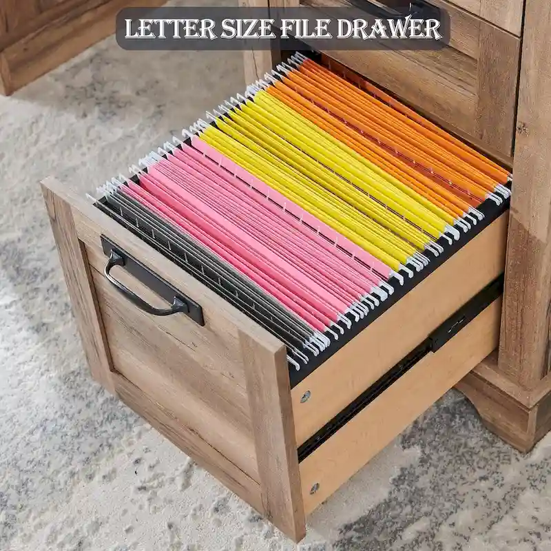 Farmhouse Desk, Wood Home Office Executive Desk with Charging Station