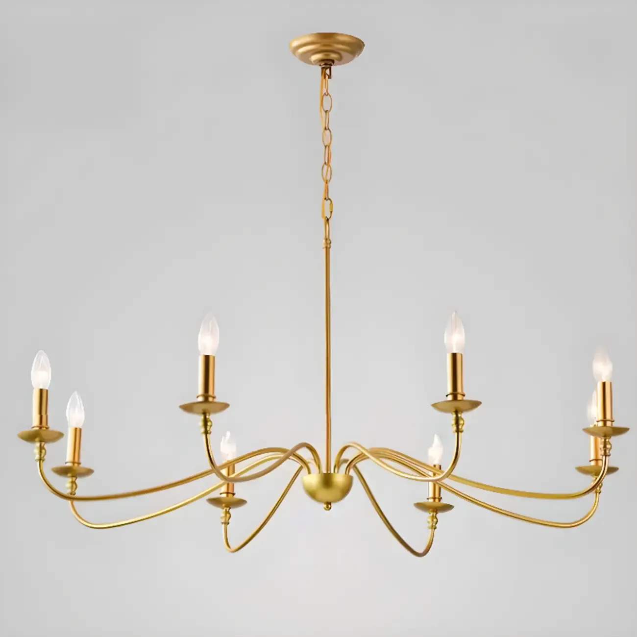Simple Linear Gold Metal Candelabra Chandelier