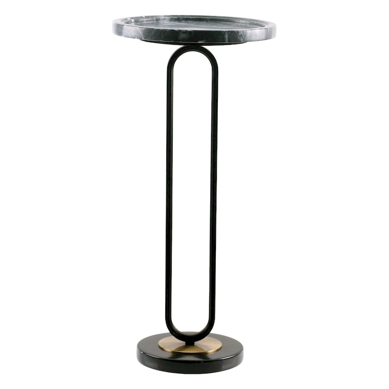 12  Grey Round Marble Metal Marble Pedestal End Table
