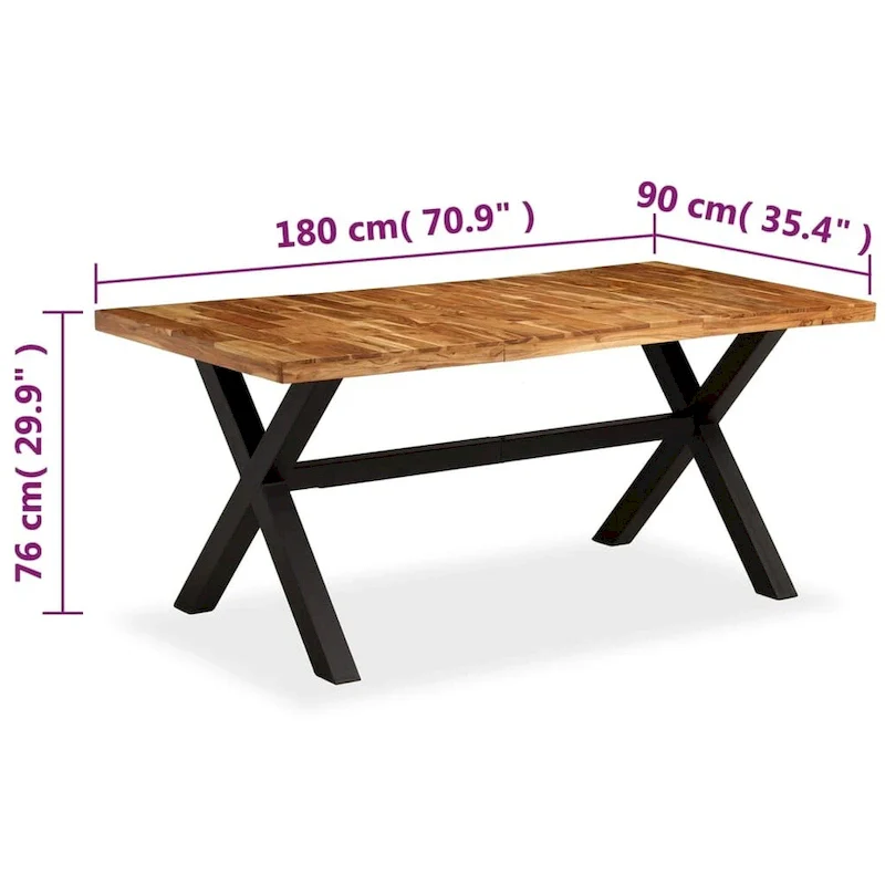 vidaXL Dining Table Solid Acacia and Mango Wood 70.9x35.4x29.9