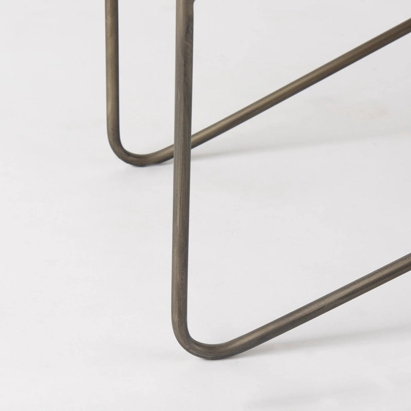 Camille Cream Fabric Seat w/ Dark Metal Frame Bench - 55.5W x 16D x 17H