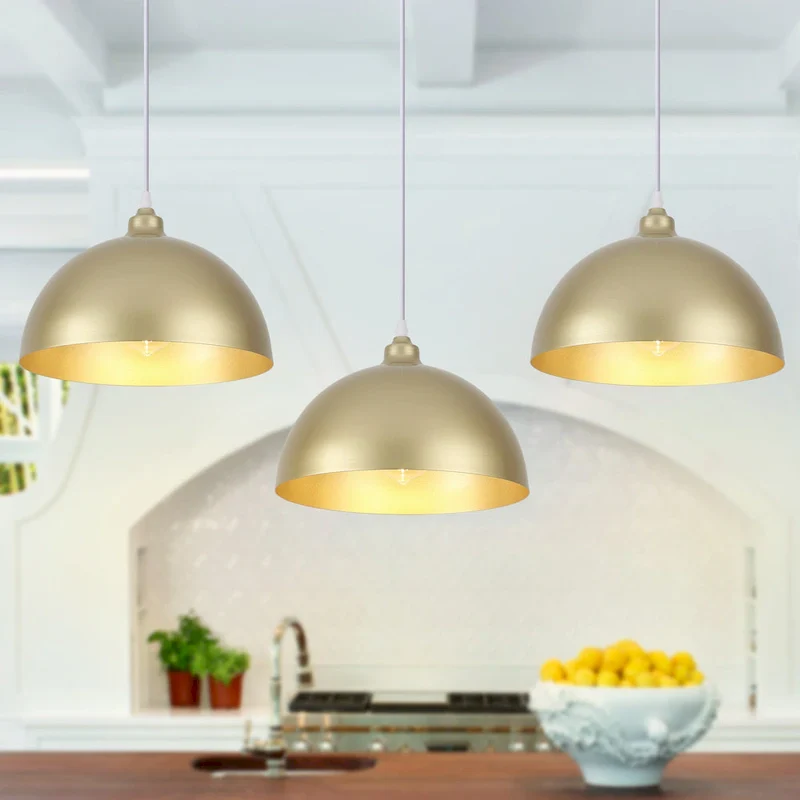 1 - Light 11.8  W Single Dome Pendant for Kitchen Island Dining Room (Set of 3) - W 11.81 in