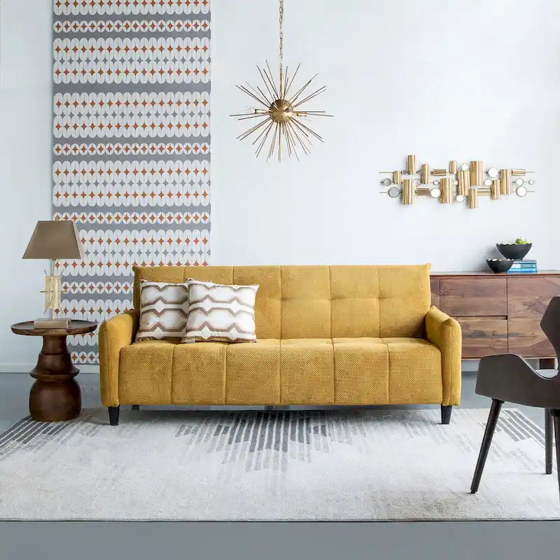 79-inch Mustard Large Biscuit Tufted Sofa Bed