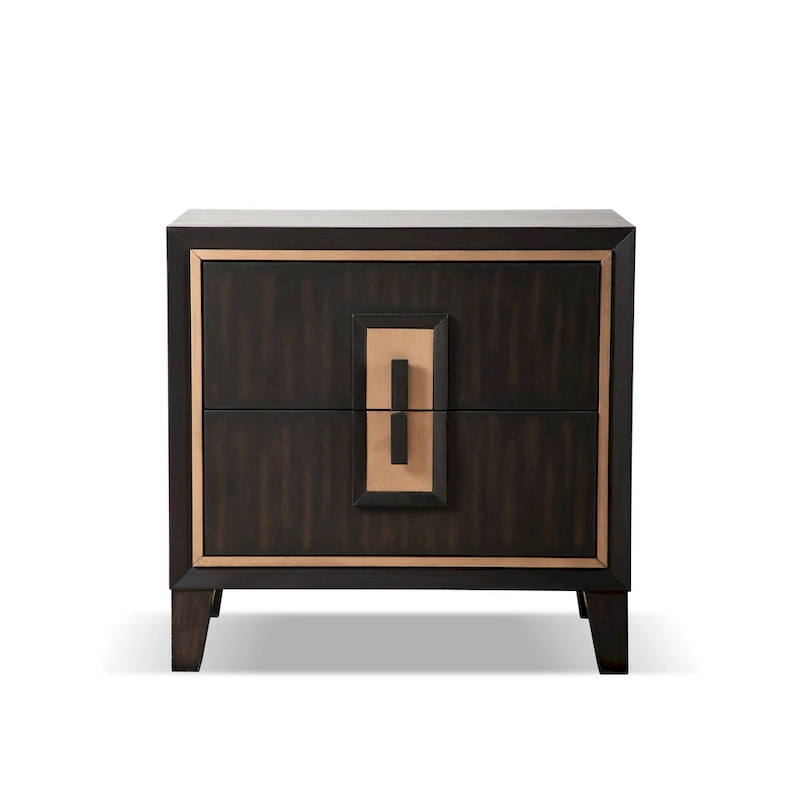Furniture of America Nyx Modern 2-Drawer Espresso & Gold Nightstand