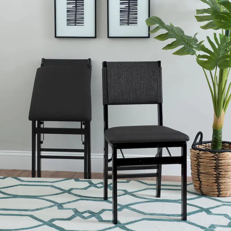 Wood Rope Folding Dining Chair (Set of 2)