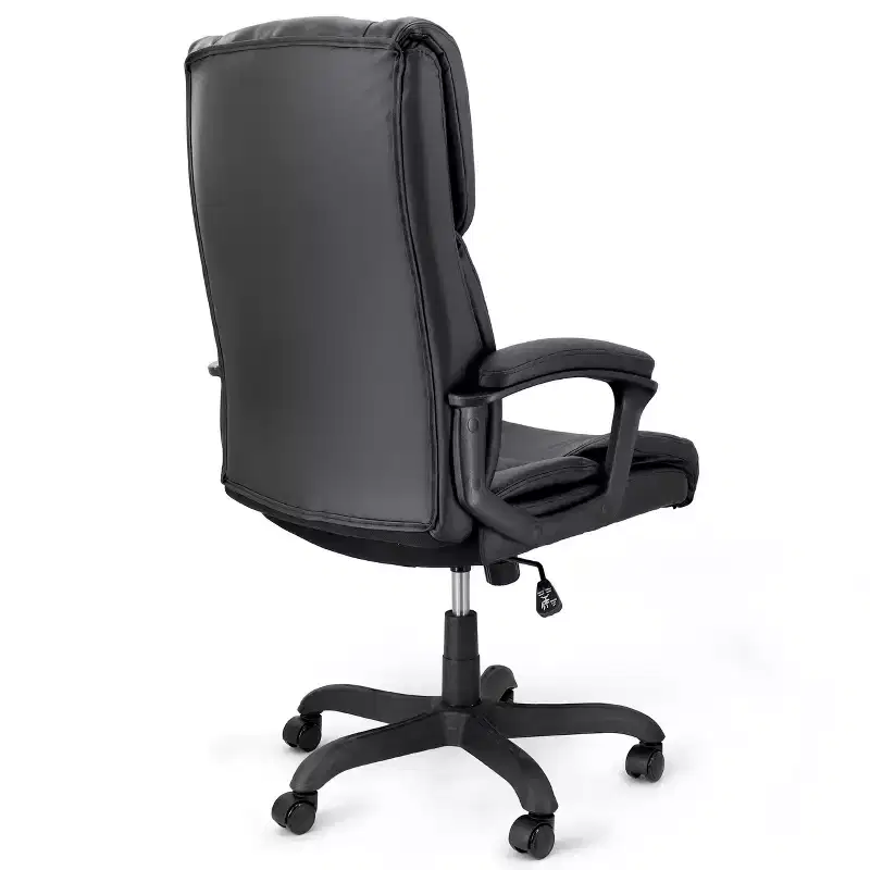 High Back Faux Leather Office Chair with Adjustable Height, Black, 1-Person