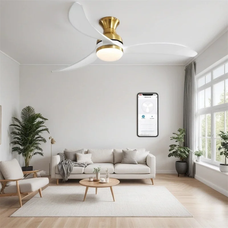 52  Dimmable Led Ceiling Fan with Remote Control and DC Motor - N/A