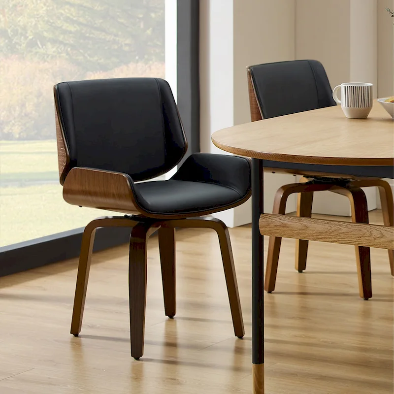 Art Leon Swivel Wooden Upholstered Dining Chairs (Set of 2)