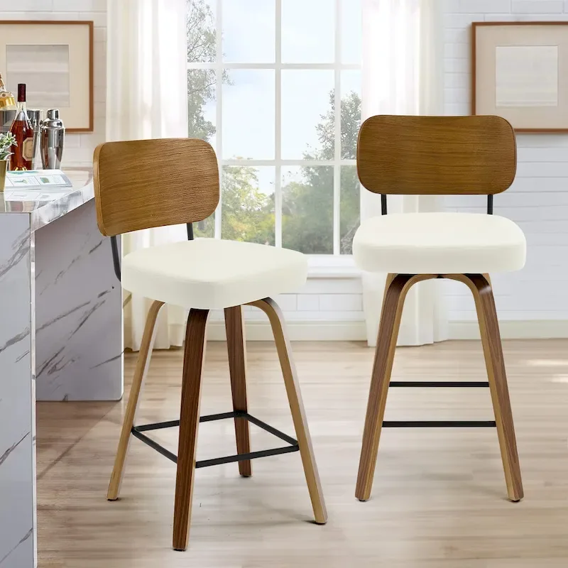 26-Inch Upholstered Swivel Counter Height Bar Stools - 36.4 H x 17.1 W x 20 D
