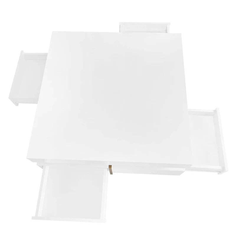 High Gloss Coffee Table with 4 Drawers - 2-Tier