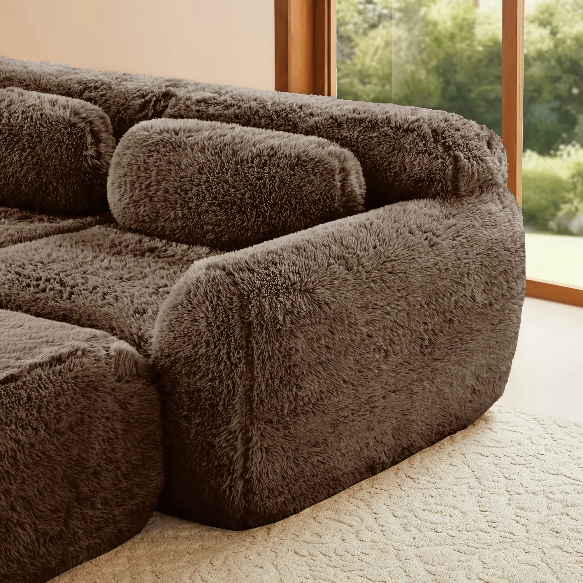 Soft And Fluffy Plush Boneless Modular Sofa with Ottoman