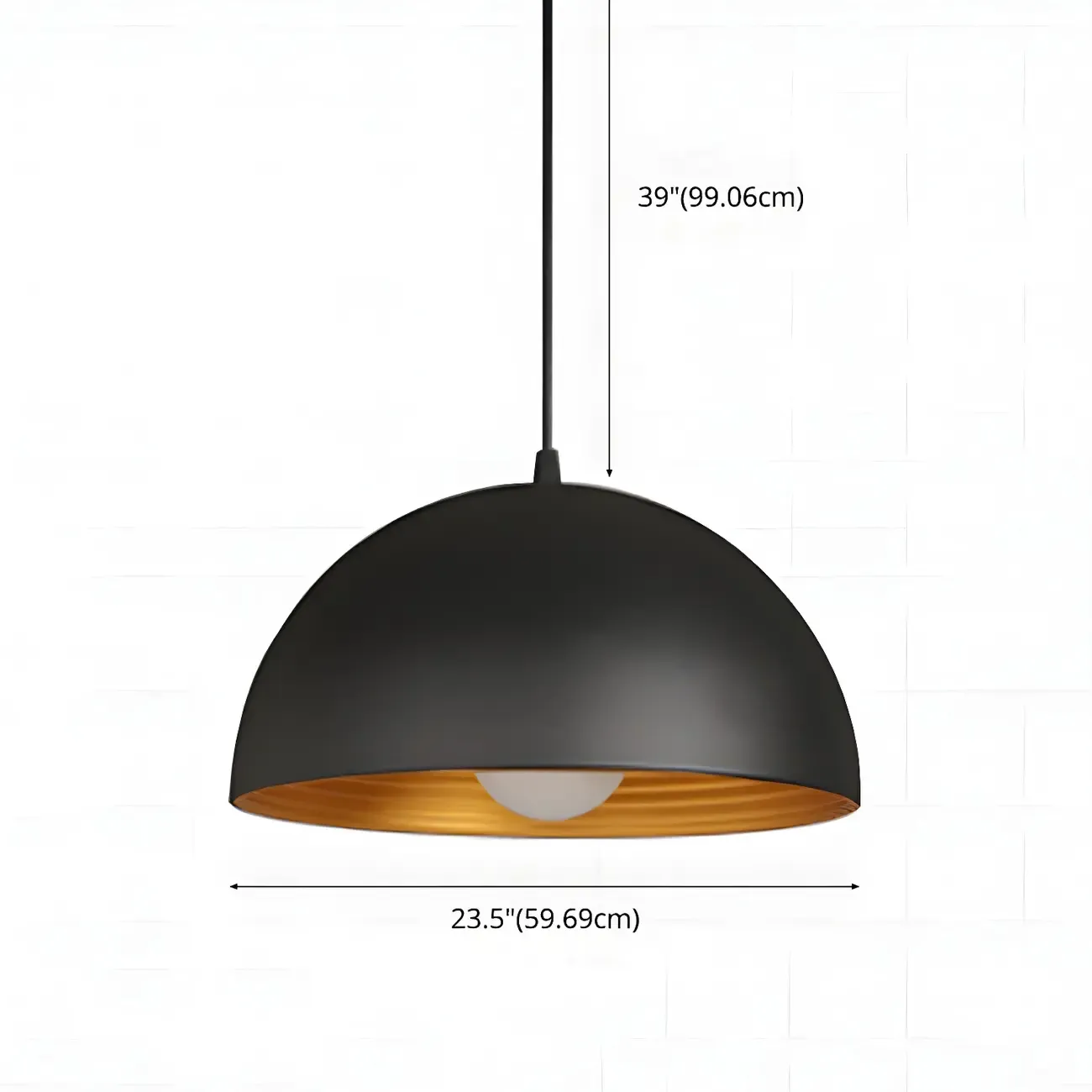 Industrial Rustic Black Metal Dome Kitchen Pendant Light