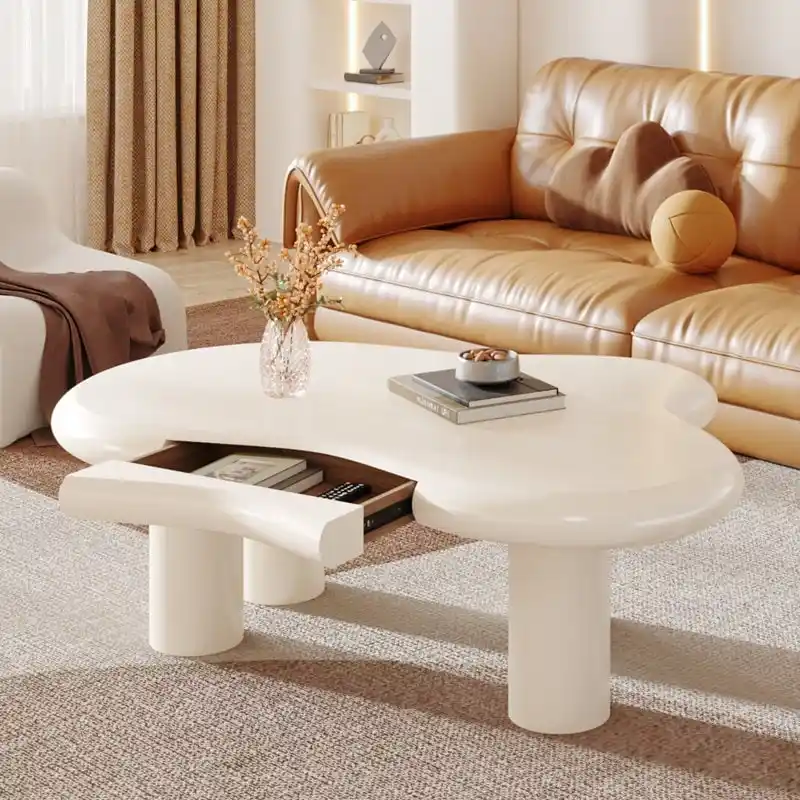 Modern Cute Cloud Coffee Table with Drawer for Living Room