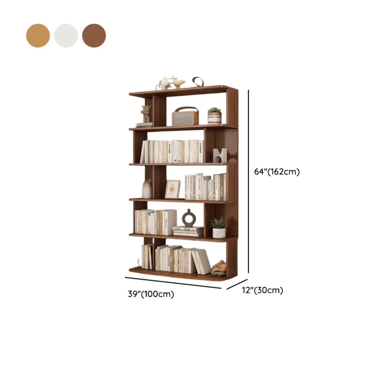 Modern White Open Back Wood 5 Shelf Bookshelf