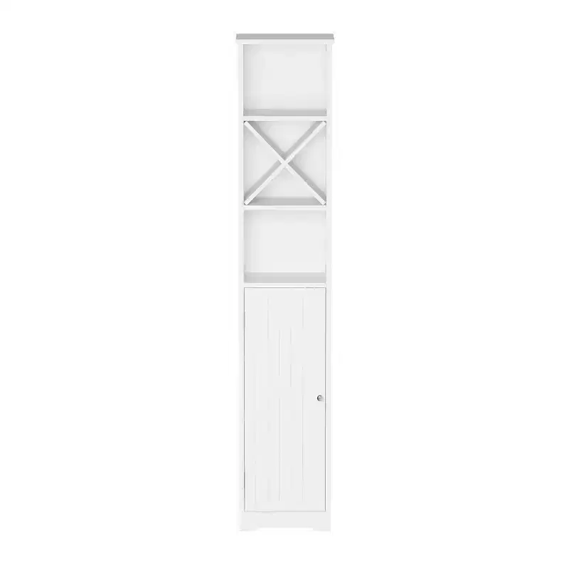 Hastings Home 67-Inch Tall Linen Tower Cupboard with Cubbyhole Divider and Adjustable Shelves