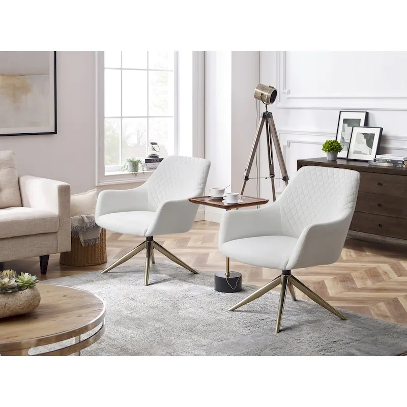 Art Leon Faux Leather Swivel Accent Arm Chair