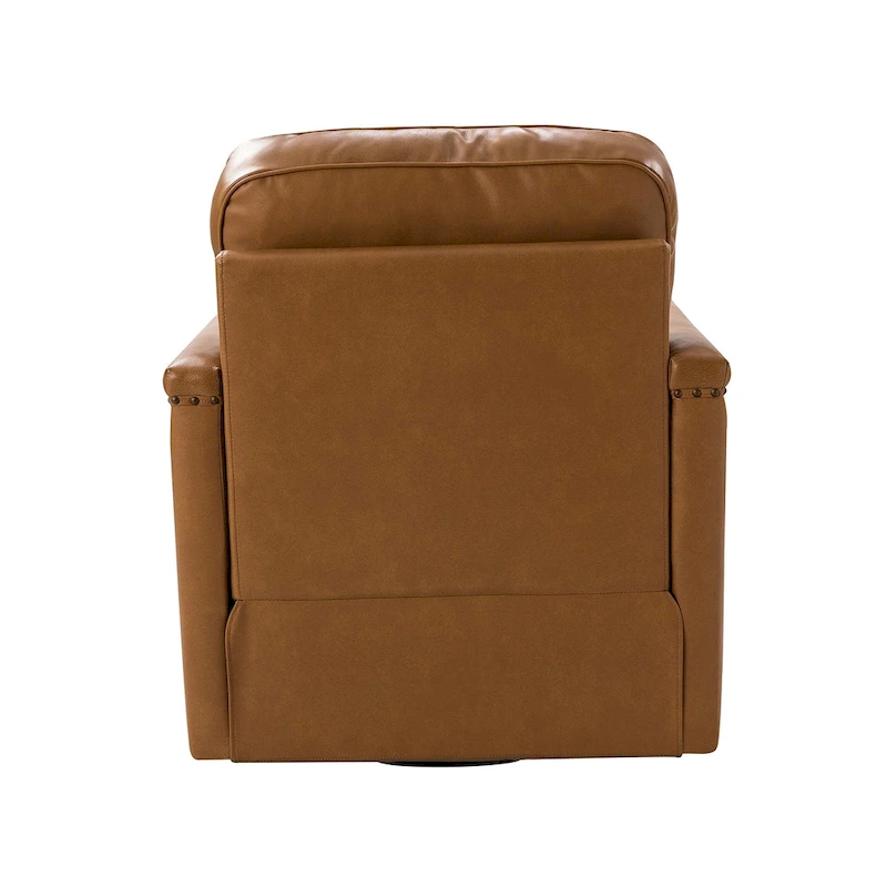 Rita Classic Genuine Leather Swivel Armchair With Nailhead Trims Set Of 2 By HULALA HOME