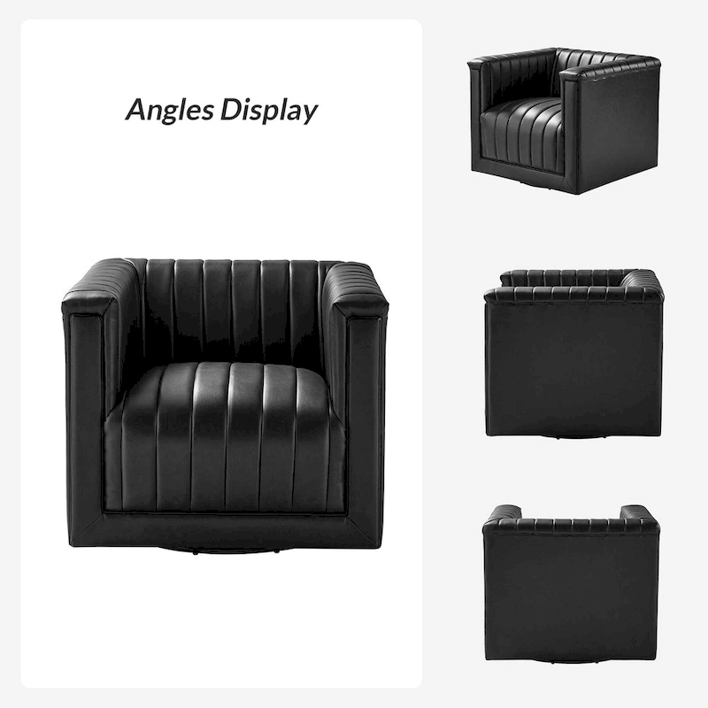 Esteban Modern Leather Upholstered Swivel Barrel Chair Set of 2 by HULALA HOME