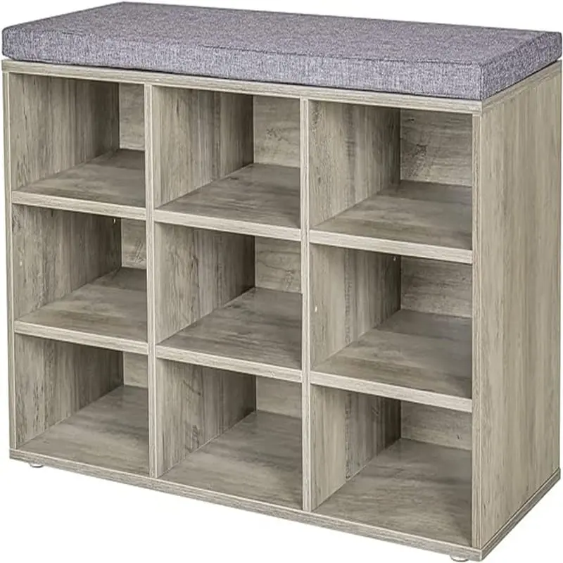 Shoe Storage Bench with 9 Cubbies - 11.8D x 31.5W x 18.9H
