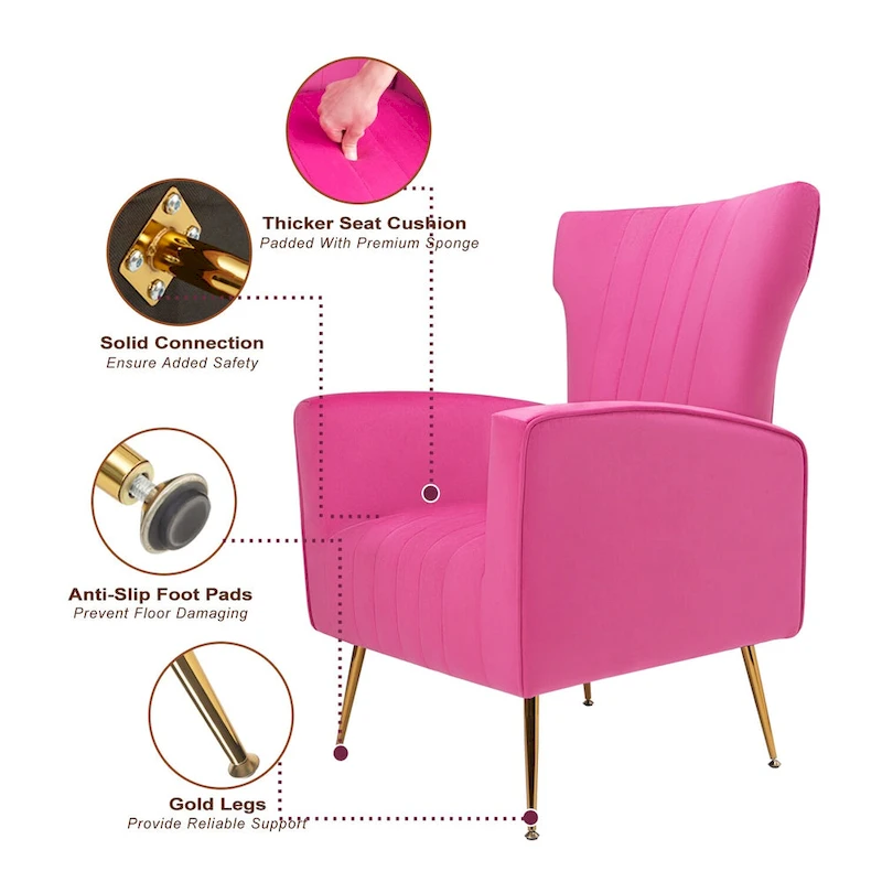 Velvet Accent Chair with Gold Legs