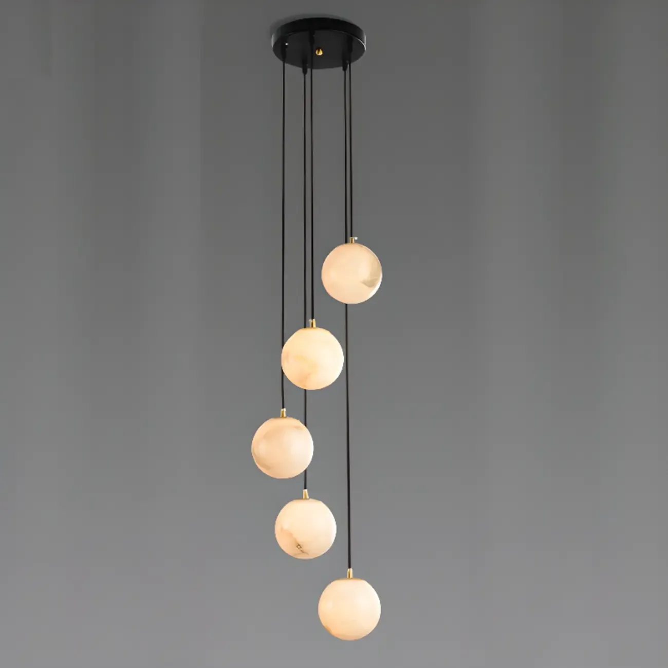 Adjustable Modern Stone Globe Rope Pendant Light