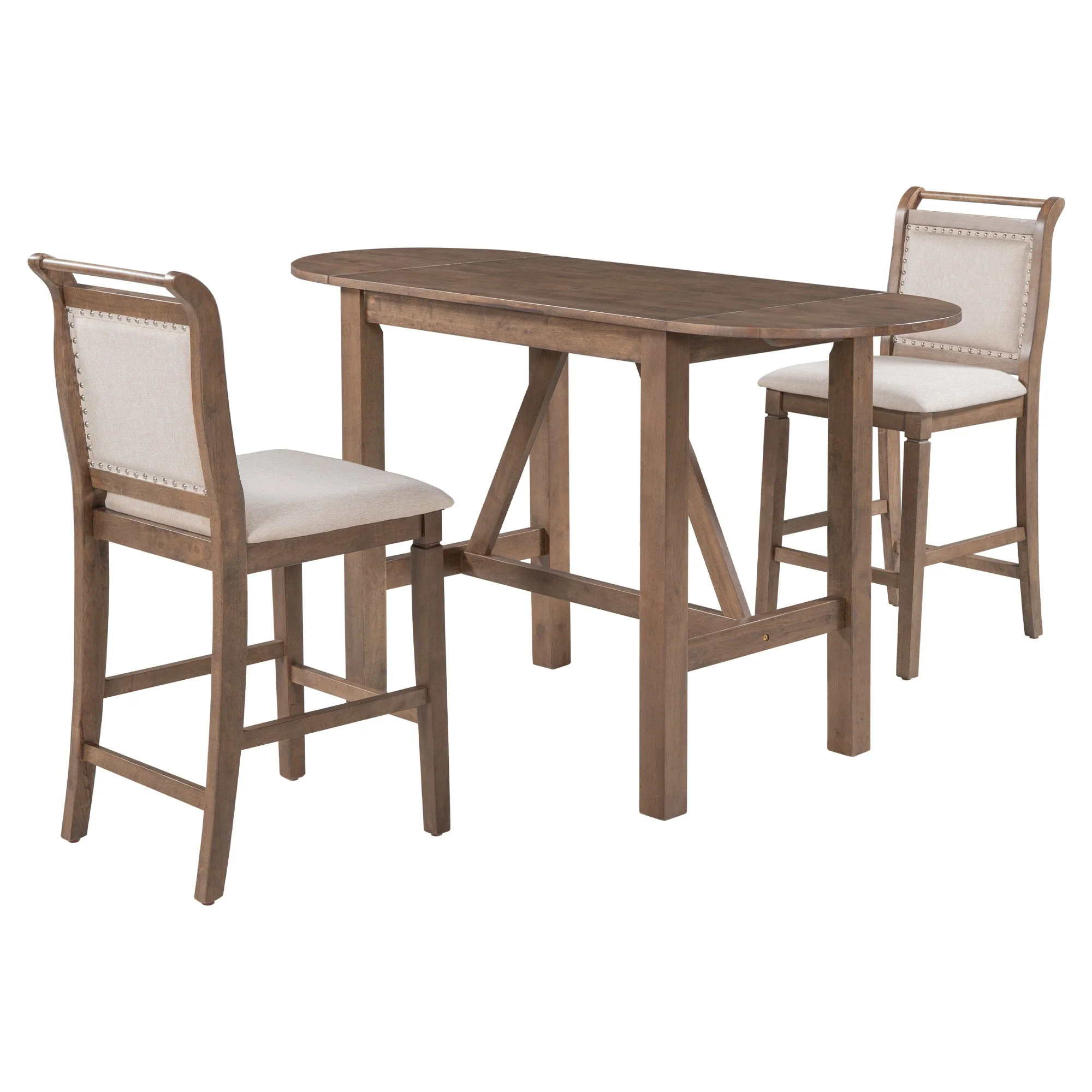 Walker Edison | 3-Piece Wood Counter Height Drop Leaf Dining Table Set with Chairs