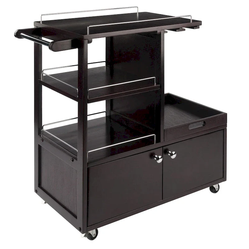 Galen Entertainment Cart, Espresso - 34.25 x 16.77 x 34.37 inches