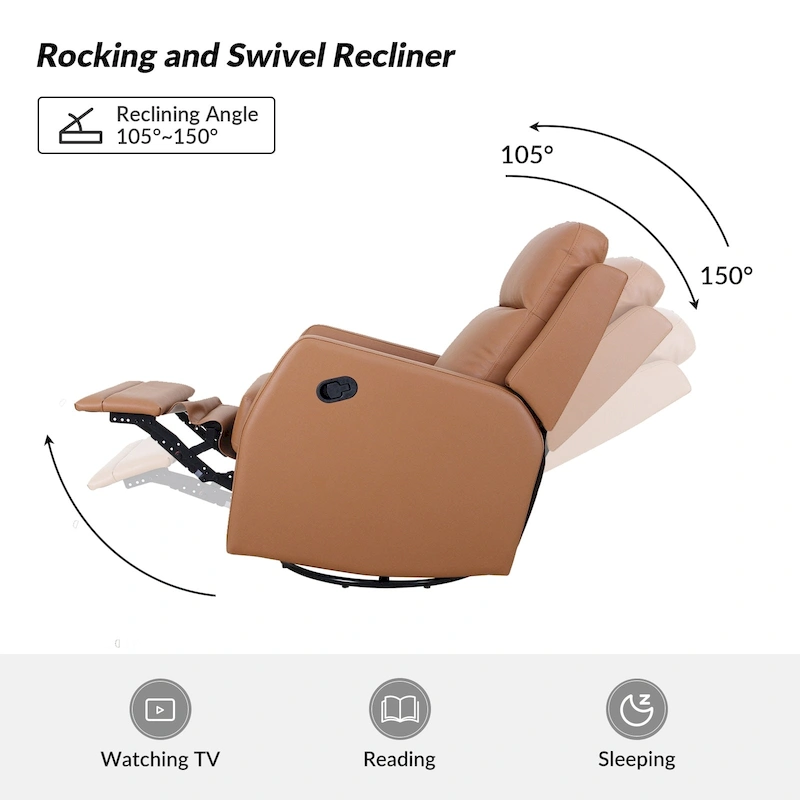 Esteban Modern Faux Leather Manual Rocking Swivel Recliner with Wingback Set of 2