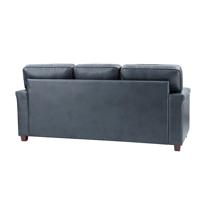 Rita Living Room 3-Seat Genuine Leather Sofa with Solid Wood Legs and Nailhead