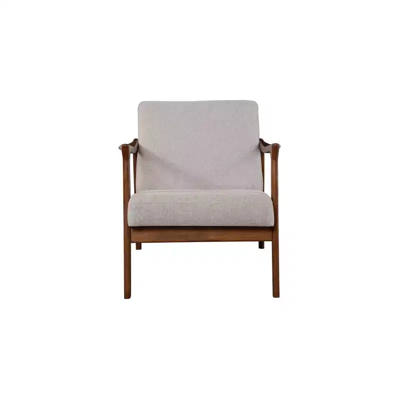 Gray Upholstered Single-Seat Lounge Chair with Wood Frame