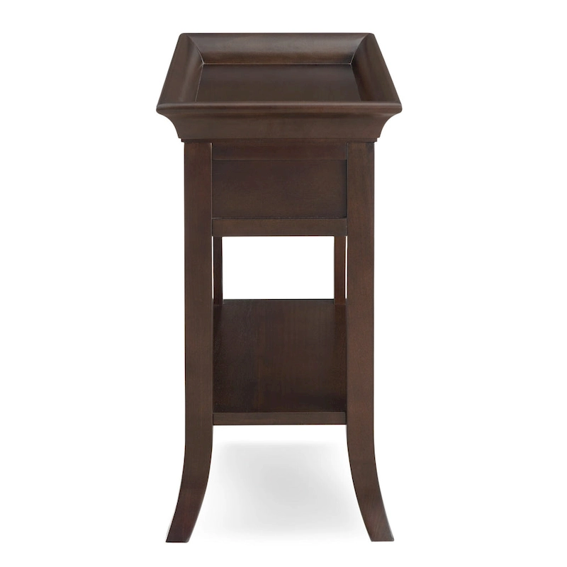 Leick Home One Drawer Traditional Cherry Tray Edge Side Table with Shelf