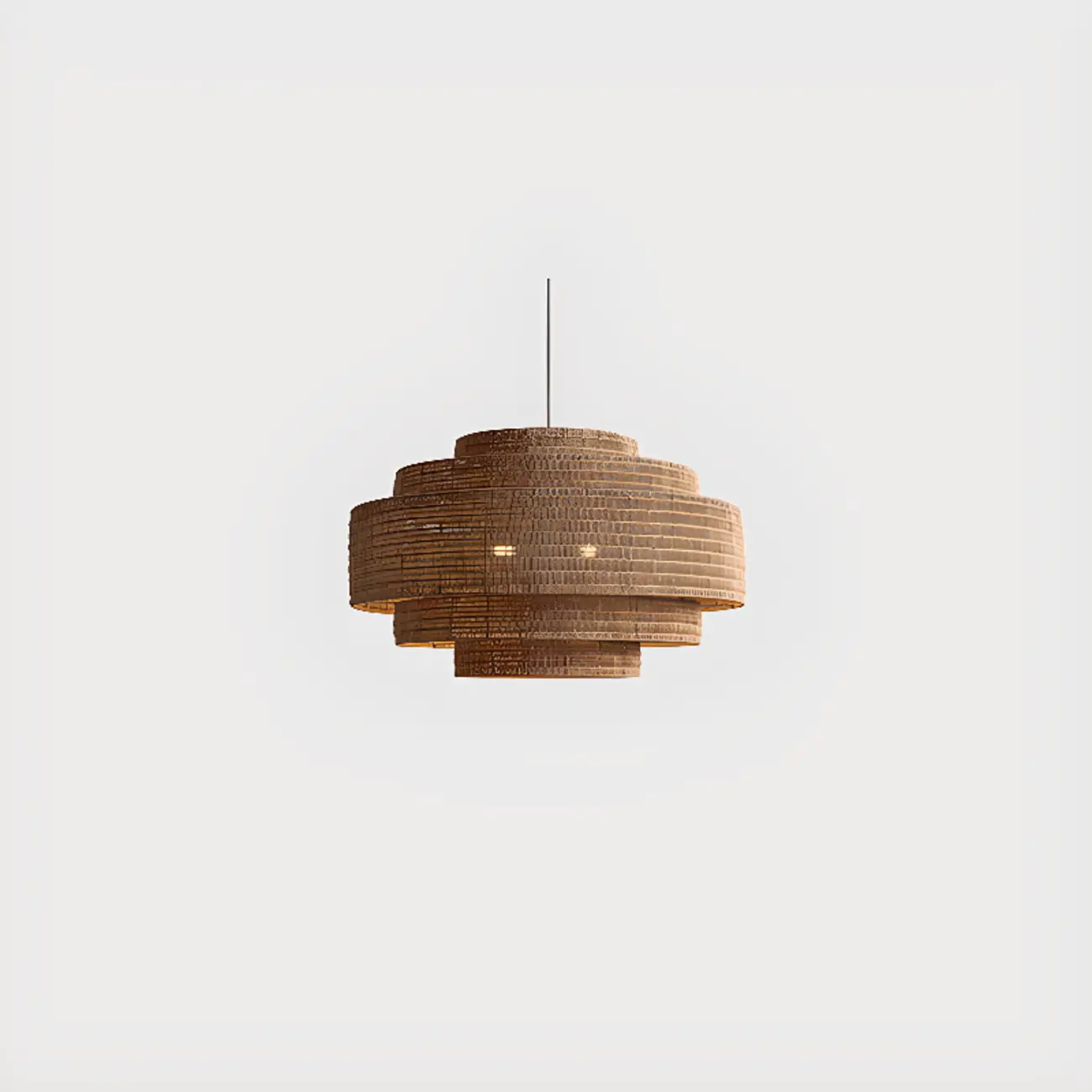 Wabi-Sabi Style Brown Tiered Rattan Pendant Light for Dining Room
