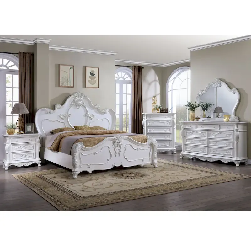 Furniture of America Eugene Traditional Solid Wood 6-Piece Panel Bedroom Set