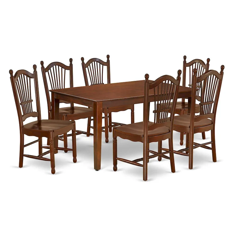 East West Furniture Dining Table Set- a Rectangle Kitchen Table and Dinette Chairs - Mahogany(Pieces Options)