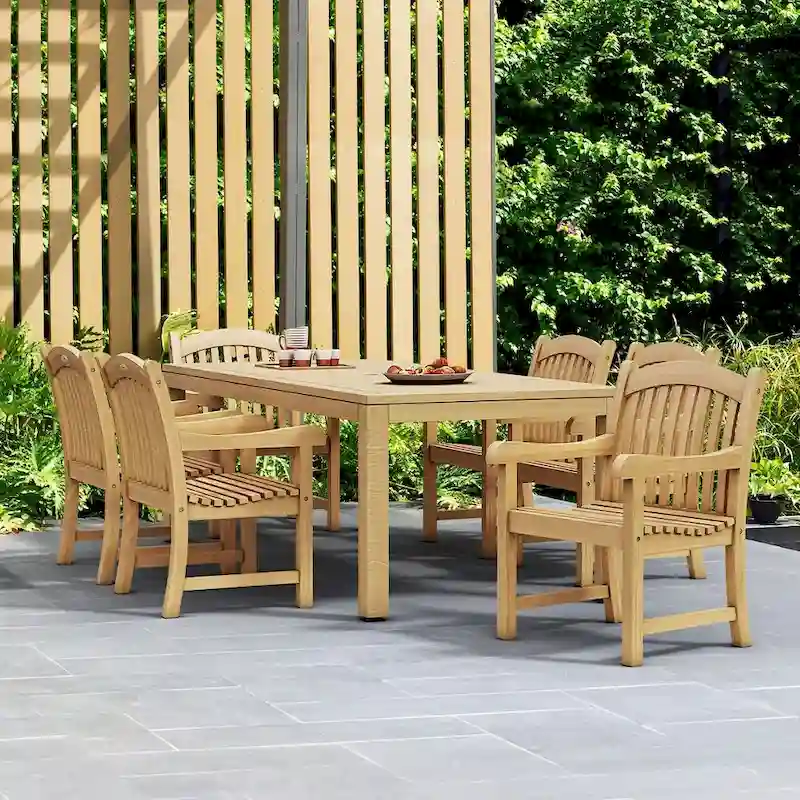Oslo 7-Piece Outdoor Patio Furniture Dining Set Teak Rectangular