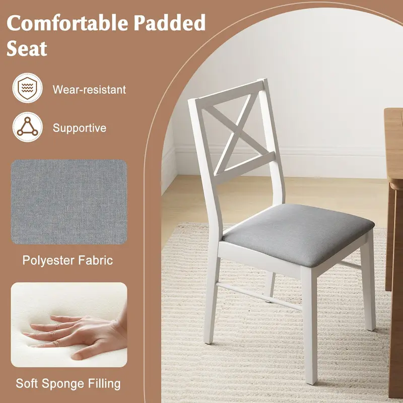 Gymax Dining Chairs Set of 4 Upholstered Kitchen Side Chairs w/ Rubber