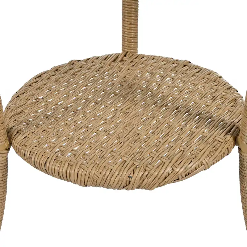 2 Rattan Single Chairs with A Glass Round Table