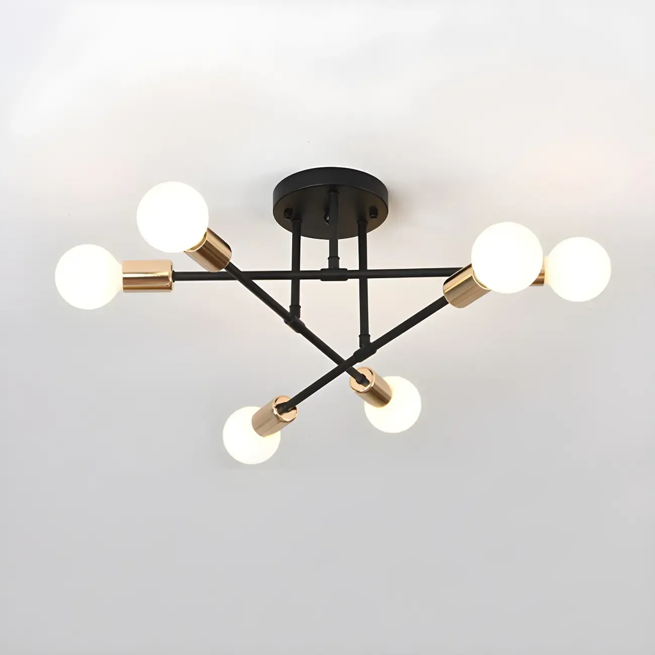 Industrial Linear Sputnik Semi Flush LED Ceiling Light