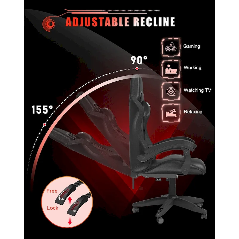 RGB Gaming Chair with LED Lights and Ergonomic Computer Chair