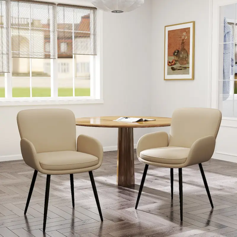 Set of 2 Cat-Scratch Resistant Dining Chairs with Gold Metal Legs