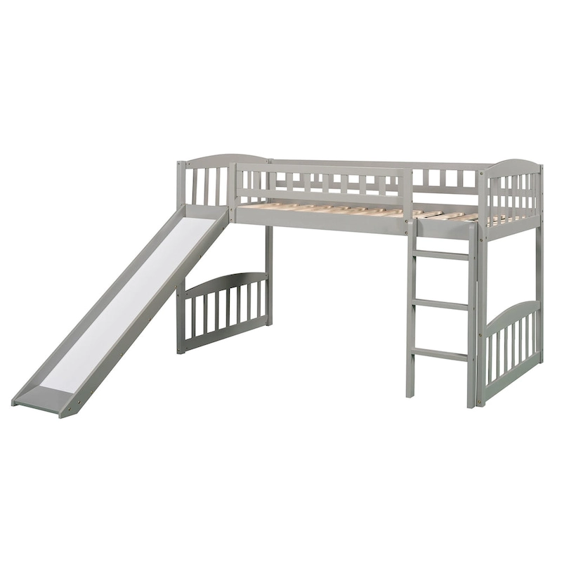 Twin Size Loft Bed with Slide and Ladder
