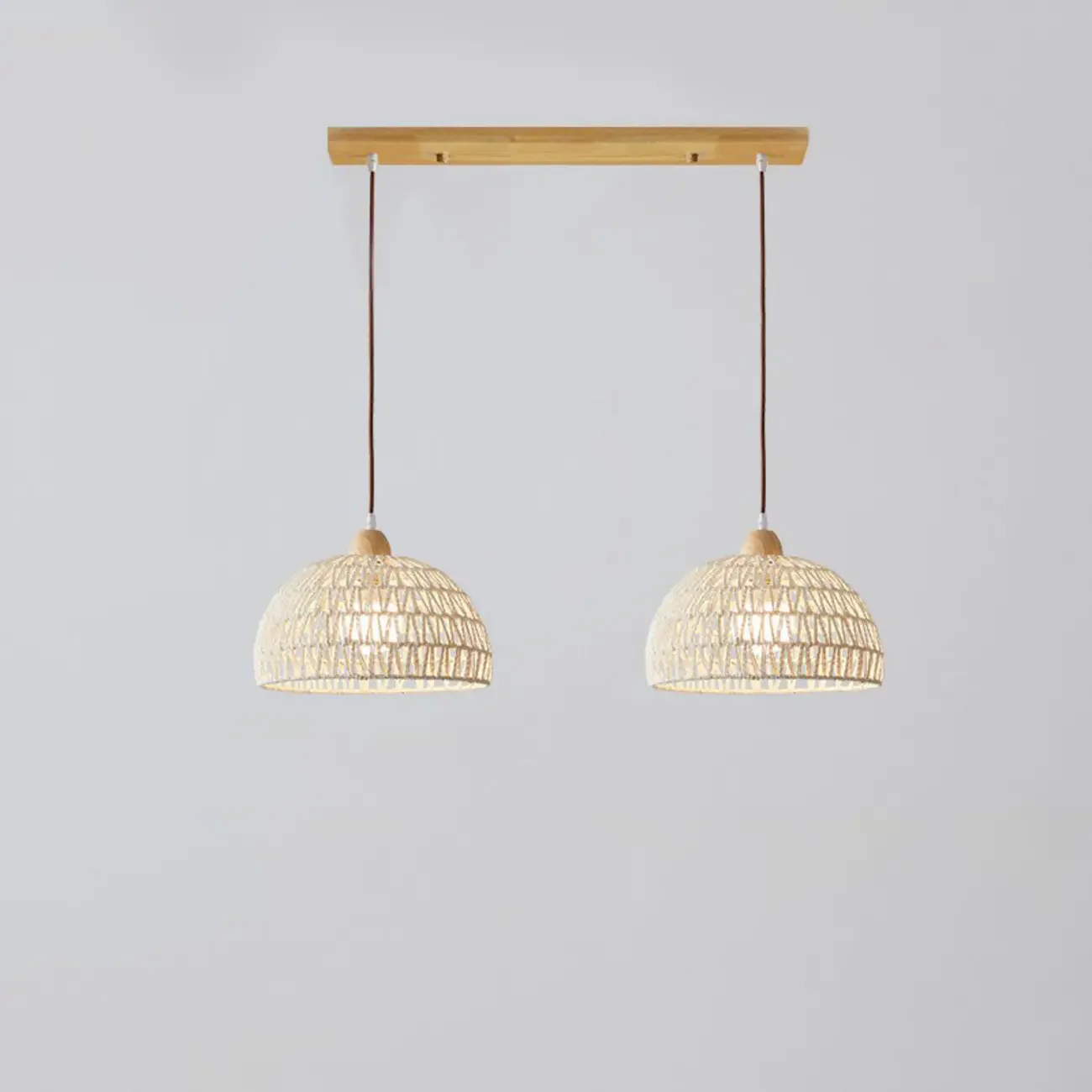 Modern 2 Lights Wooden Pendant Island Light in Medium Size