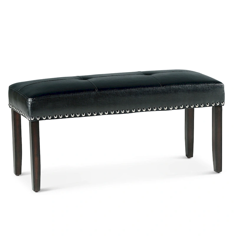 Steve Silver Winlock Faux Leather Dining Bench with Nailheads,