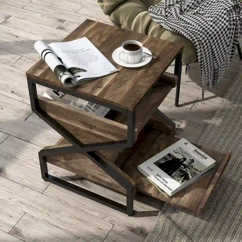 DH BASIC Industrial 17-inch Metal 1-Open Shelf End Table by Denhour