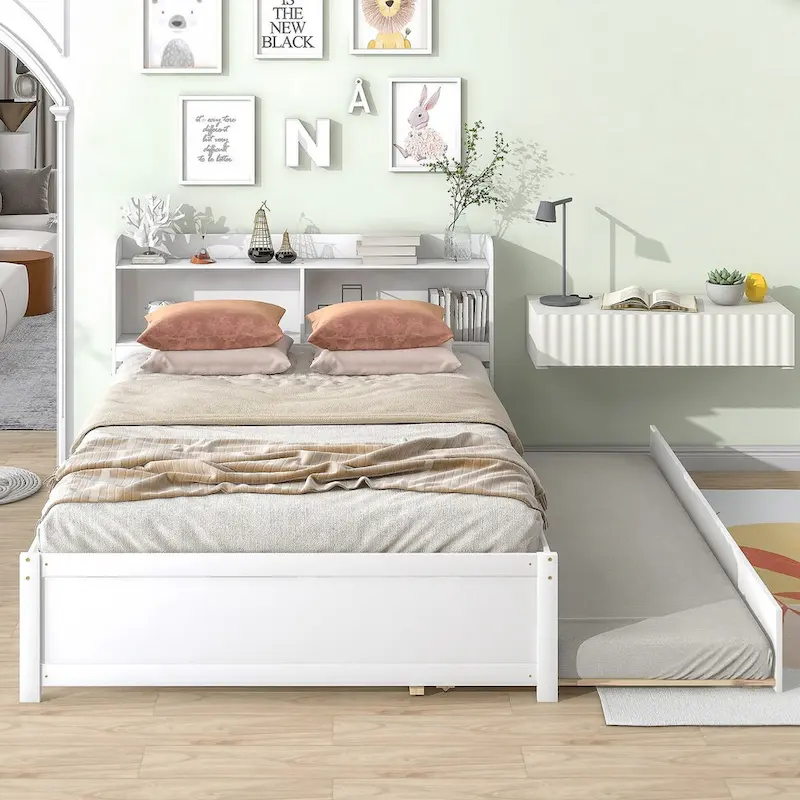 Full Bed with Trundle,Bookcase
