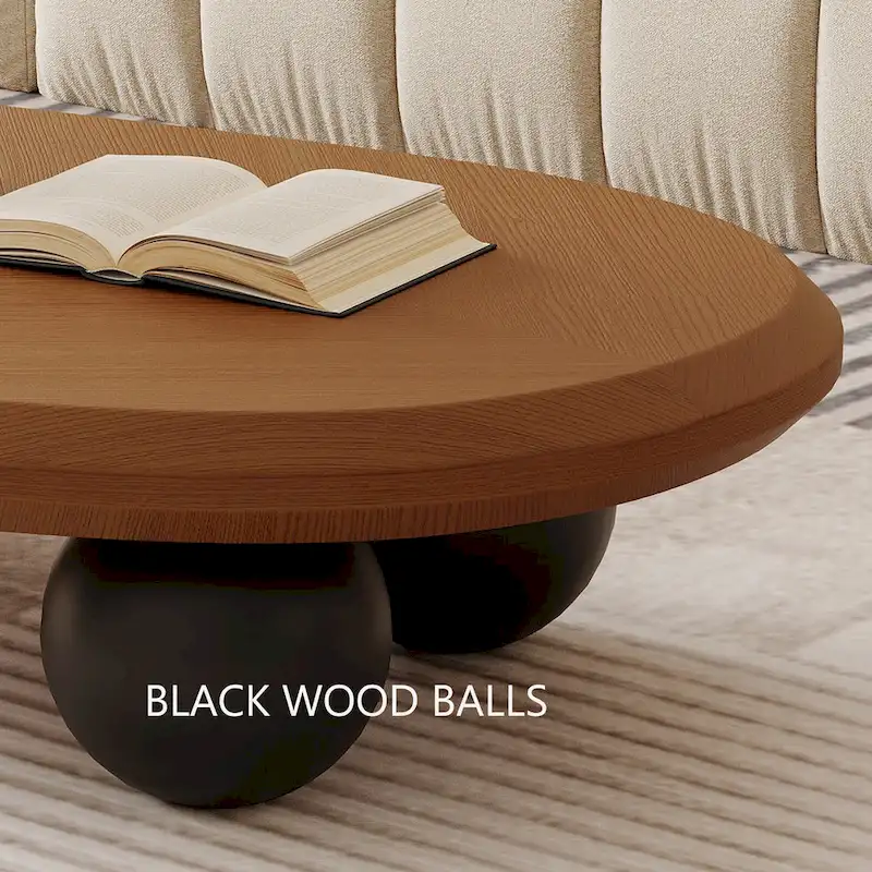 51 Modern Wood Coffee Table with 3 ball legs