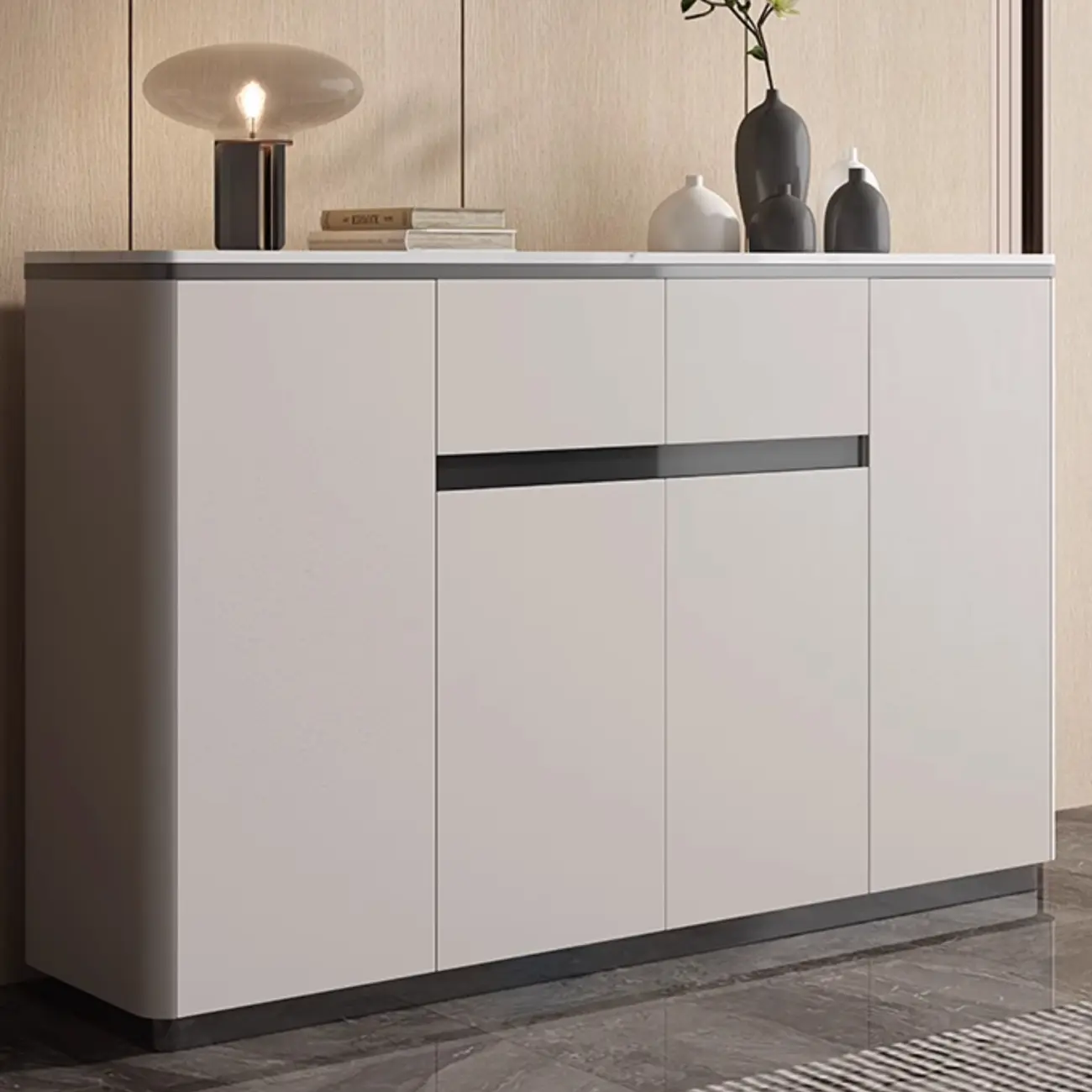 Modern Grey Sideboard with Sintered Stone Top