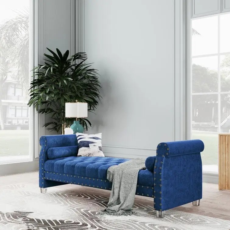 Velvet Upholstered Bench 72 - 71.0 In. W X 28.0 In. H X 29.0 In. D